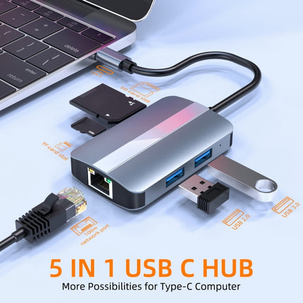 BYL-2112 5 in 1 USB-C / Type-C to USB Multifunctional Docking Station HUB Adapter-garmade.com