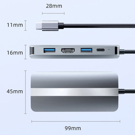 BYL-2109 5 in 1 USB-C / Type-C to USB Multifunctional Docking Station HUB Adapter-garmade.com