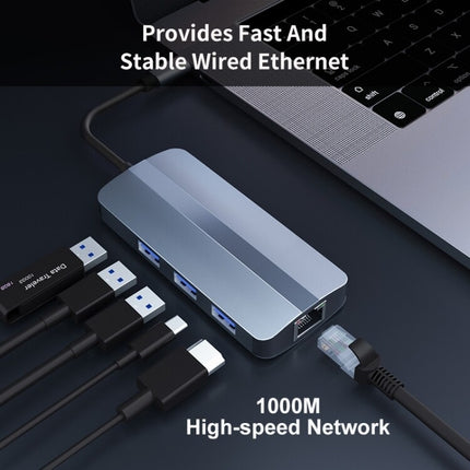 BYL-2209 6 in 1 USB-C / Type-C to USB Multifunctional Docking Station HUB Adapter-garmade.com