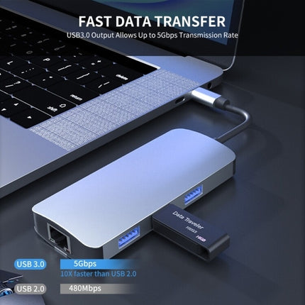 BYL-2209 6 in 1 USB-C / Type-C to USB Multifunctional Docking Station HUB Adapter-garmade.com