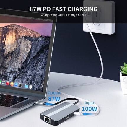 BYL-2209 6 in 1 USB-C / Type-C to USB Multifunctional Docking Station HUB Adapter-garmade.com