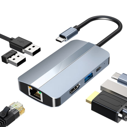 BYL-2203 6 in 1 USB-C / Type-C to USB Multifunctional Docking Station HUB Adapter-garmade.com