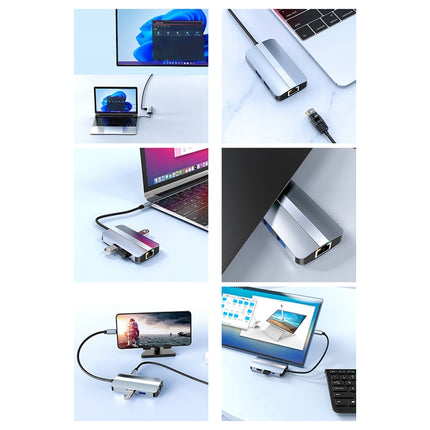 BYL-2203 6 in 1 USB-C / Type-C to USB Multifunctional Docking Station HUB Adapter-garmade.com