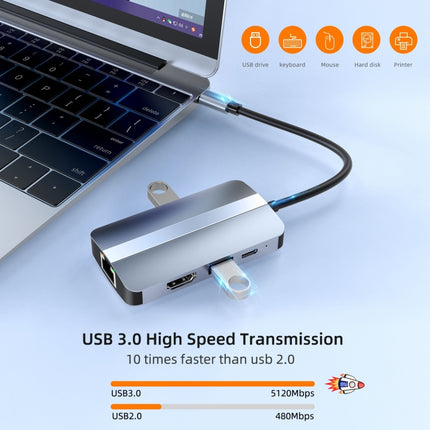 BYL-2203 6 in 1 USB-C / Type-C to USB Multifunctional Docking Station HUB Adapter-garmade.com