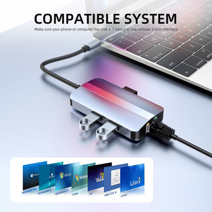 BYL-2203 6 in 1 USB-C / Type-C to USB Multifunctional Docking Station HUB Adapter-garmade.com