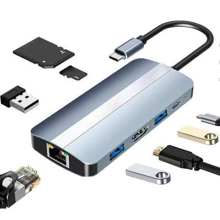 BYL-2205 8 in 1 USB-C / Type-C to USB Multifunctional Docking Station HUB Adapter-garmade.com