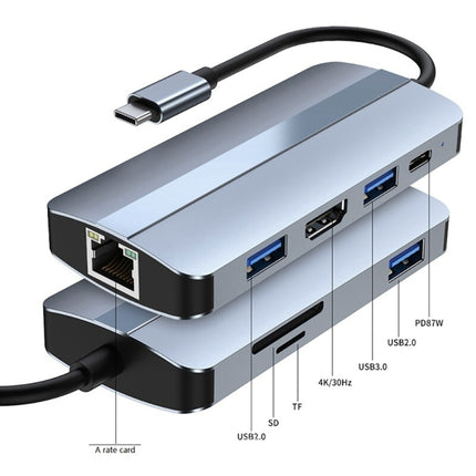 BYL-2205 8 in 1 USB-C / Type-C to USB Multifunctional Docking Station HUB Adapter-garmade.com