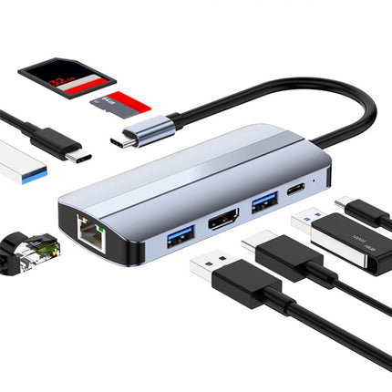 BYL-2206 9 in 1 USB-C / Type-C to USB Multifunctional Docking Station HUB Adapter-garmade.com