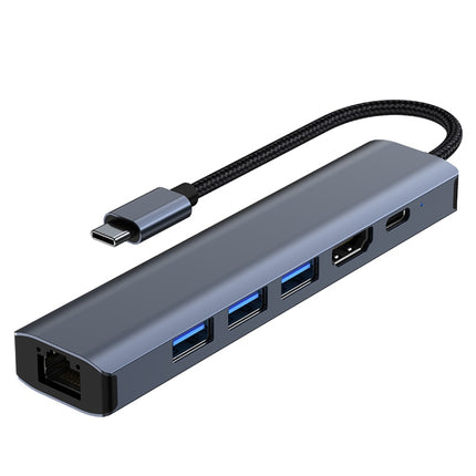 BYL-2210 6 in 1 USB-C / Type-C to USB Multifunctional Docking Station HUB Adapter with 1000M Network Port-garmade.com