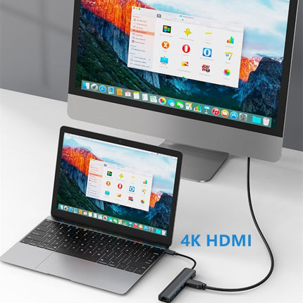 BYL-2210 6 in 1 USB-C / Type-C to USB Multifunctional Docking Station HUB Adapter with 1000M Network Port-garmade.com