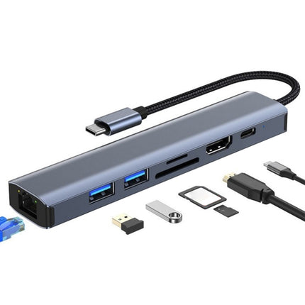 BYL-2303 7 in 1 USB-C / Type-C to USB Multifunctional Docking Station HUB Adapter-garmade.com