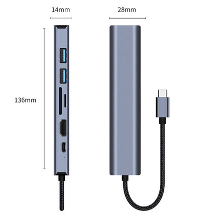 BYL-2303 7 in 1 USB-C / Type-C to USB Multifunctional Docking Station HUB Adapter-garmade.com