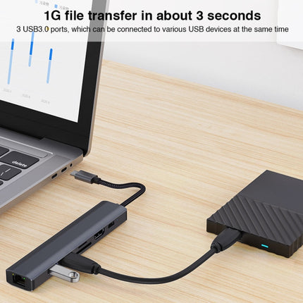 BYL-2303 7 in 1 USB-C / Type-C to USB Multifunctional Docking Station HUB Adapter-garmade.com