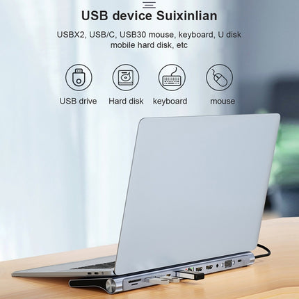 BYL-2003U2 12 in 1 USB-C / Type-C to USB Multifunctional Docking Station HUB Adapter-garmade.com