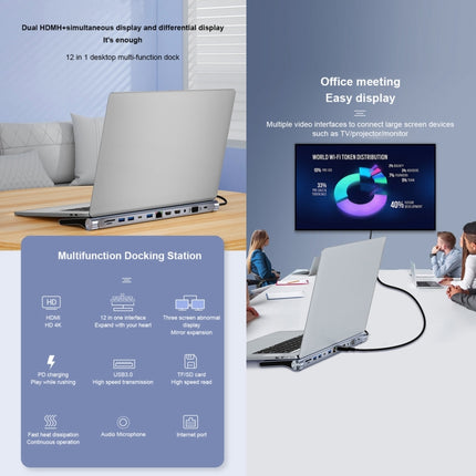 BYL-2003U2 12 in 1 USB-C / Type-C to USB Multifunctional Docking Station HUB Adapter-garmade.com