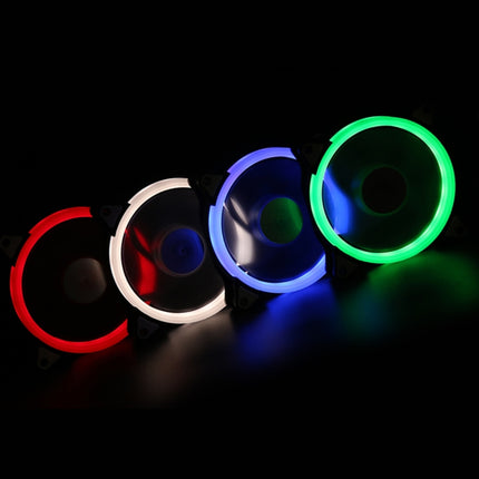 Color LED 12cm 3pin Computer Components Chassis Fan Computer Host Cooling Fan Silent Fan Cooling, with Power Connection Cable & Green Light(Green)-garmade.com