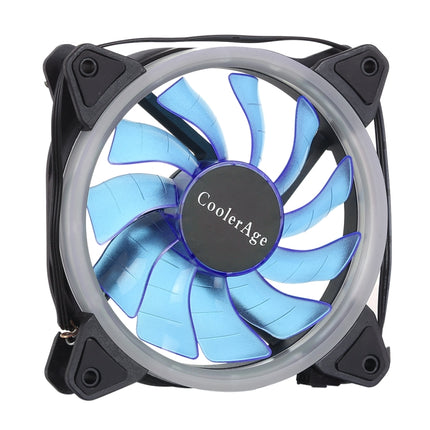 Color LED 12cm 3pin Computer Components Chassis Fan Computer Host Cooling Fan Silent Fan Cooling, with Power Connection Cable & Blue Light(Blue)-garmade.com