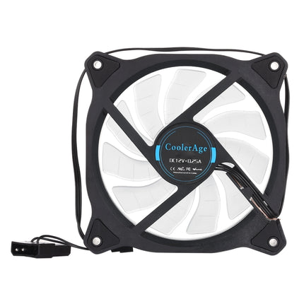 Color LED 12cm 3pin Computer Components Chassis Fan Computer Host Cooling Fan Silent Fan Cooling, with Power Connection Cable & White Light(White)-garmade.com