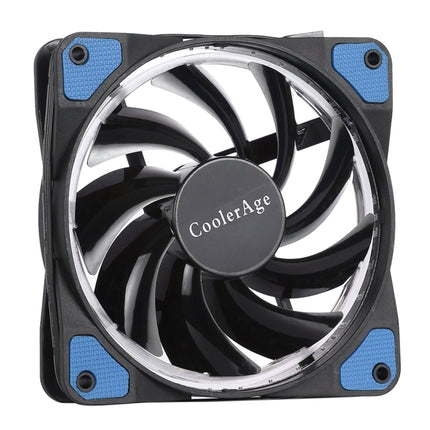 Color LED 12cm 4pin Computer Components Chassis Fan Computer Host Cooling Fan Silent Fan Cooling with Blue Light(Blue)-garmade.com