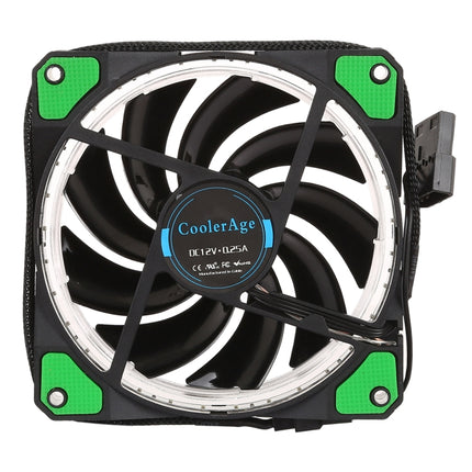 Color LED 12cm 3pin Computer Components Chassis Fan Computer Host Cooling Fan Silent Fan Cooling, with Power Connection Cable & Green Light(Green)-garmade.com