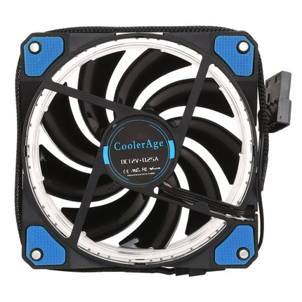 Color LED 12cm 3pin Computer Components Chassis Fan Computer Host Cooling Fan Silent Fan Cooling, with Power Connection Cable & Blue Light(Blue)-garmade.com