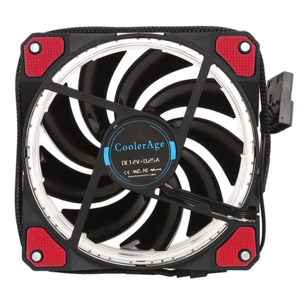 Color LED 12cm 3pin Computer Components Chassis Fan Computer Host Cooling Fan Silent Fan Cooling, with Power Connection Cable & Red Light(Red)-garmade.com