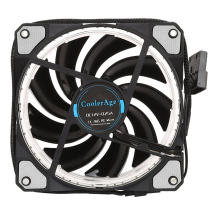 Color LED 12cm 3pin Computer Components Chassis Fan Computer Host Cooling Fan Silent Fan Cooling, with Power Connection Cable & White Light(White)-garmade.com