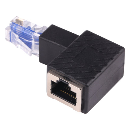 RJ45 Male to Female Converter 90 Degrees Extension Adapter for Cat5 Cat6 LAN Ethernet Network Cable-garmade.com