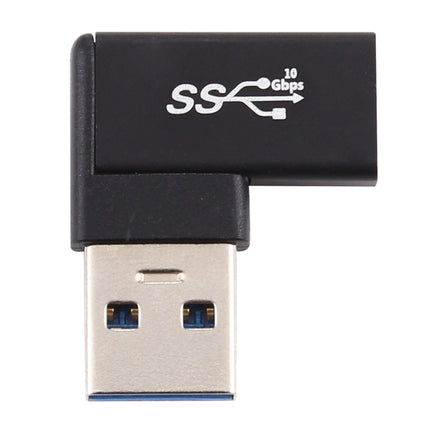 Type-C / USB-C Female to USB 3.0 Male 90 Degree Elbow Head Aluminium Alloy Adapter (Black)-garmade.com
