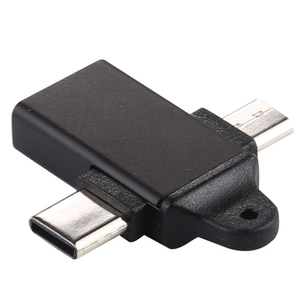 USB 3.0 Female to Type-C / USB-C Male + Micro Male Aluminium Alloy Adapter (Black)-garmade.com