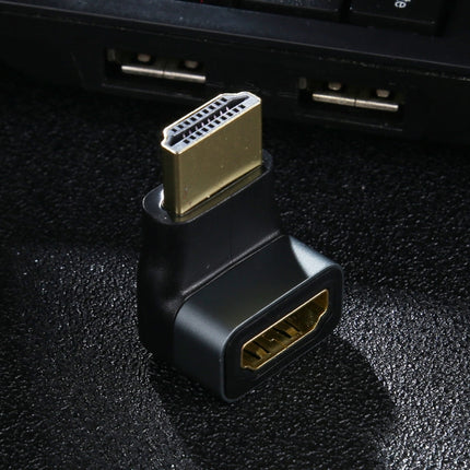 HDMI male to HDMI Female 90 Degree Elbow Head Aluminium Alloy Adapter(Black)-garmade.com