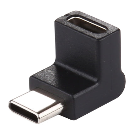Type-C / USB-C Male to Type-C / USB-C Female 90 Degree Elbow Head Aluminium Alloy Adapter (Black)-garmade.com