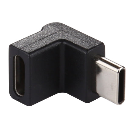 Type-C / USB-C Male to Type-C / USB-C Female 90 Degree Elbow Head Aluminium Alloy Adapter (Black)-garmade.com