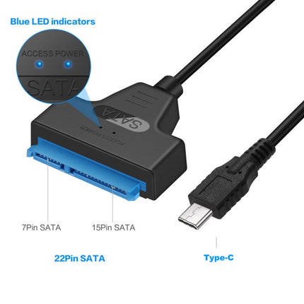 USB-C / Type-C 3.1 Male to SATA (15 Pin + 7 Pin) HDD Data Converter Cable, Length: 20cm-garmade.com