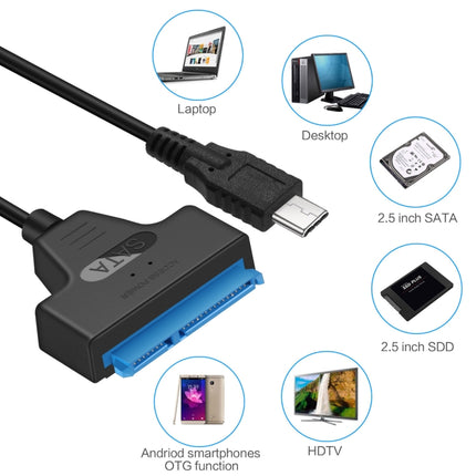 USB-C / Type-C 3.1 Male to SATA (15 Pin + 7 Pin) HDD Data Converter Cable, Length: 20cm-garmade.com