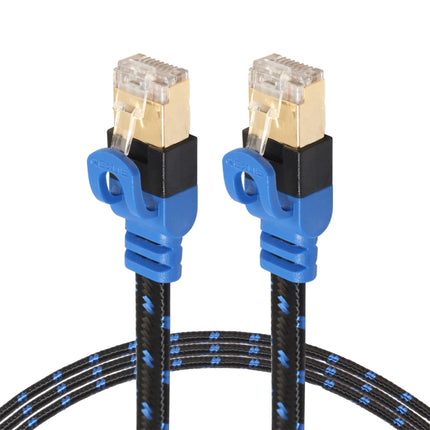REXLIS CAT7-2 Gold-plated CAT7 Flat Ethernet 10 Gigabit Two-color Braided Network LAN Cable for Modem Router LAN Network, with Shielded RJ45 Connectors, Length: 0.5m-garmade.com
