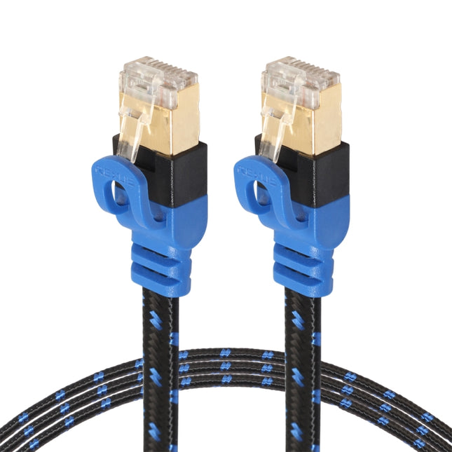 REXLIS CAT7-2 Gold-plated CAT7 Flat Ethernet 10 Gigabit Two-color Braided Network LAN Cable for Modem Router LAN Network, with Shielded RJ45 Connectors, Length: 1m-garmade.com