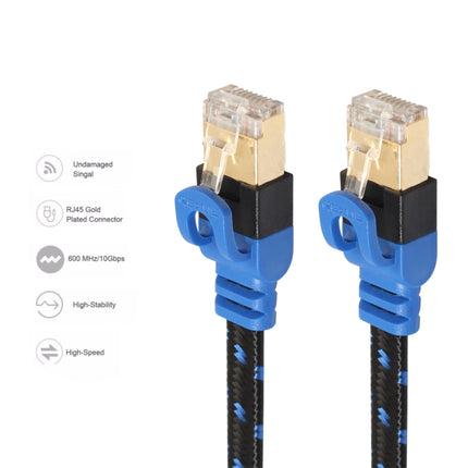 REXLIS CAT7-2 Gold-plated CAT7 Flat Ethernet 10 Gigabit Two-color Braided Network LAN Cable for Modem Router LAN Network, with Shielded RJ45 Connectors, Length: 10m-garmade.com