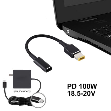 PD 100W 18.5-20V Square Plug to USB-C / Type-C Adapter Nylon Braid Cable for Lenovo-garmade.com