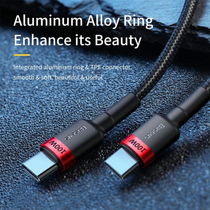 Baseus Cafule Series USB-C / Type-C PD 2.0 100W Flash Charging Cable, Length: 2m(Black Red)-garmade.com