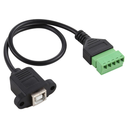 USB Type-B Female Plug to 5 Pin Pluggable Terminals Solder-free USB Connector Solderless Connection Adapter Cable, Length: 30cm-garmade.com
