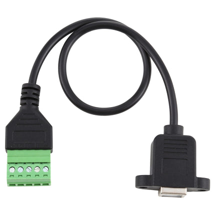 USB Type-B Female Plug to 5 Pin Pluggable Terminals Solder-free USB Connector Solderless Connection Adapter Cable, Length: 30cm-garmade.com
