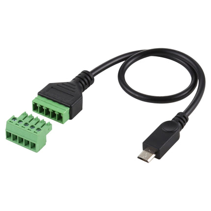 Micro USB Male to 5 Pin Pluggable Terminals Solder-free USB Connector Solderless Connection Adapter Cable, Length: 30cm-garmade.com