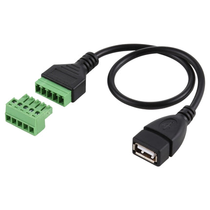 USB Female Plug to 5 Pin Pluggable Terminals Solder-free USB Connector Solderless Connection Adapter Cable, Length: 30cm-garmade.com