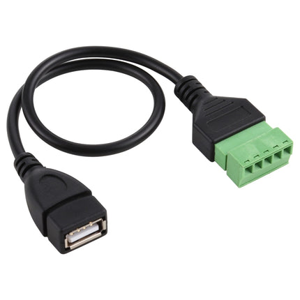 USB Female Plug to 5 Pin Pluggable Terminals Solder-free USB Connector Solderless Connection Adapter Cable, Length: 30cm-garmade.com