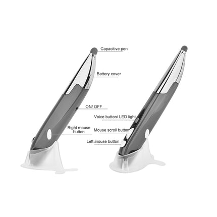 PR-06S 4-keys Smart Wireless Optical Mouse with Stylus Pen Function, Support Voice Operation / Translation (Grey)-garmade.com