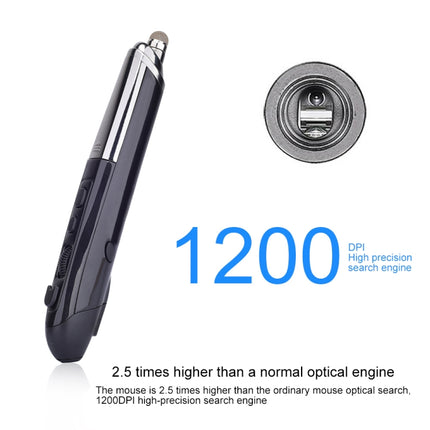 PR-08 6-keys Smart Wireless Optical Mouse with Stylus Pen & Laser Function (Black)-garmade.com