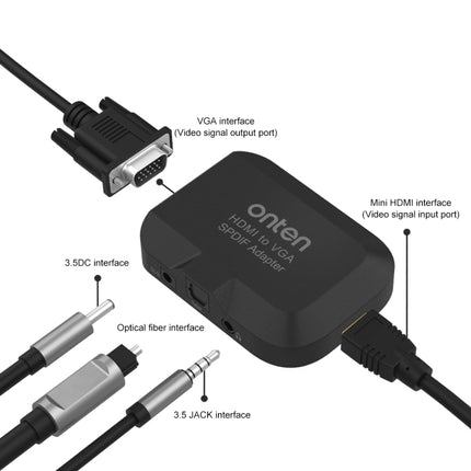 Onten 35165 HDMI to VGA + Optical Audio Converter for Speaker / TV / Computer-garmade.com