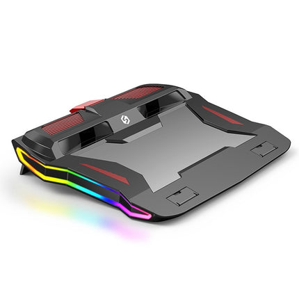 SSRQ-021S Rainbow Version Flank Glowing Dual-fan Laptop Radiator Two-speed Adjustable Computer Base for Laptops Under 18 inch-garmade.com