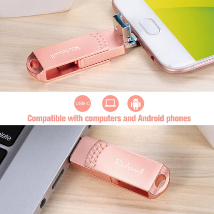 Richwell 3 in 1 16G Type-C + Micro USB + USB 3.0 Metal Flash Disk with OTG Function(Silver)-garmade.com